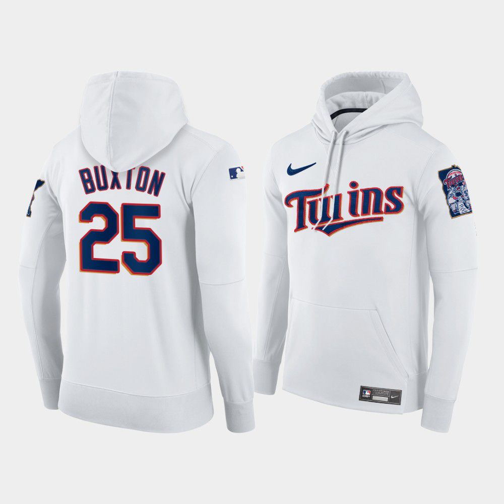 Men Minnesota Twins #25 Buxton white home hoodie 2021 MLB Nike Jerseys